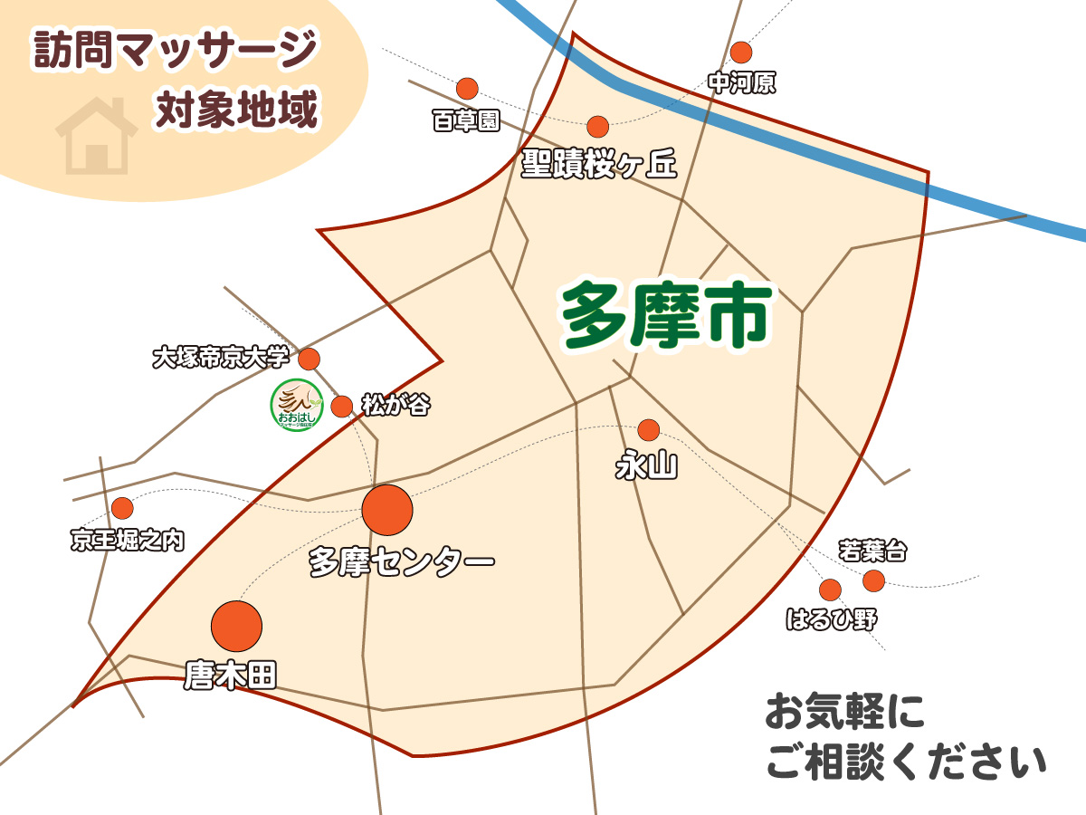 多摩市の訪問マッサージ対応エリア